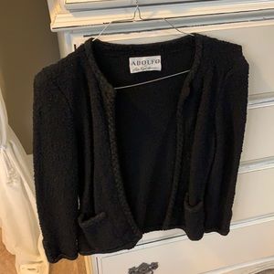 **VINTAGE Adolfo by Saks Fifty Ave- Black open front cardigan with roped detail